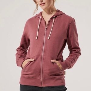 PACT Organic women's "Marsala Brushed" full zip mauve hoodie size Medium